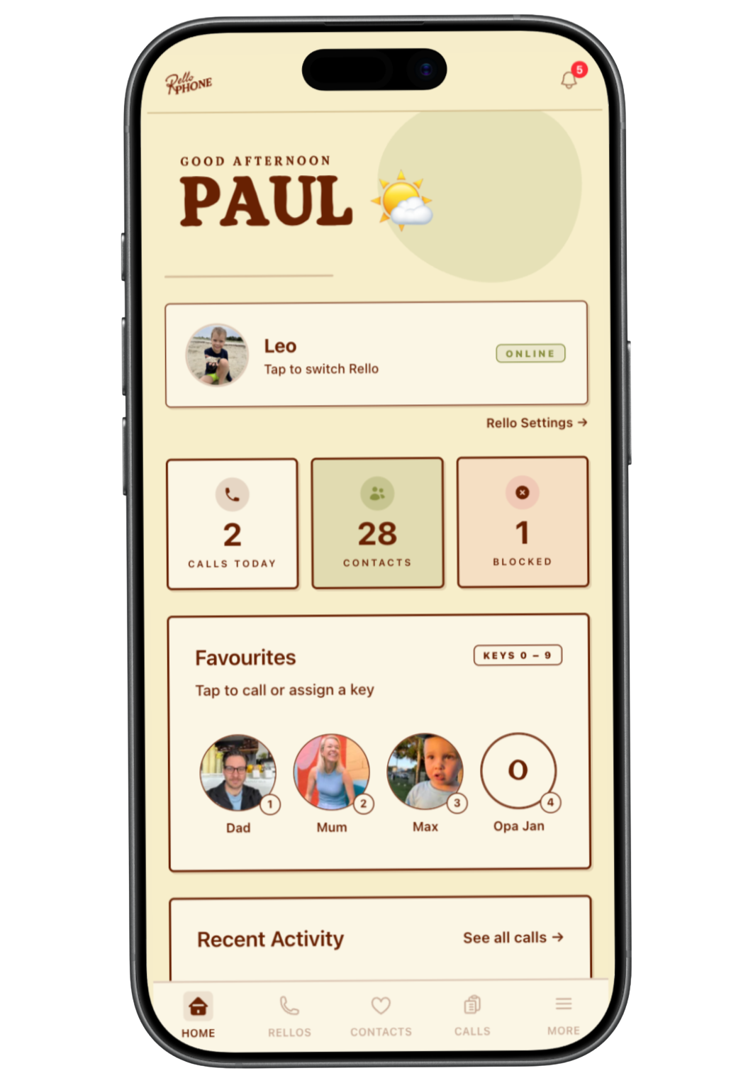 Rello App Home screen