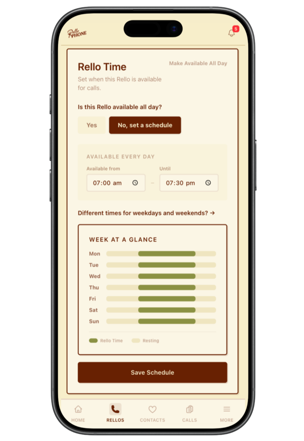 Rello App Rello Time screen