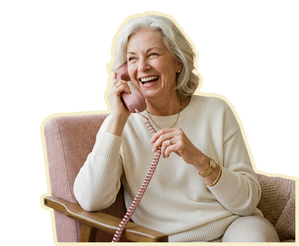 Grandparent laughing on the phone